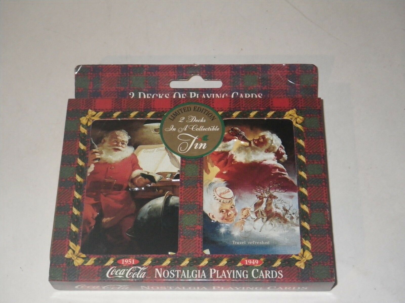 1997 Coca-cola Limited Edition Christmas Playing Cards, 2 Sets In Decorative Tin