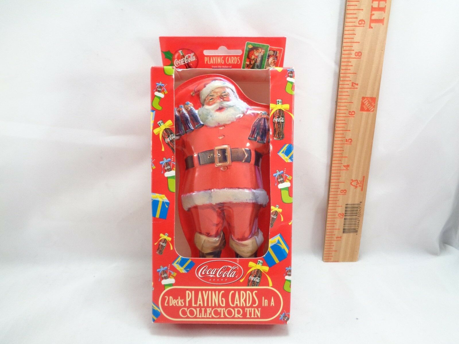 Coca Cola Playing Cards Christmas Santa Shaped Tin 2 Unopened Decks Inside