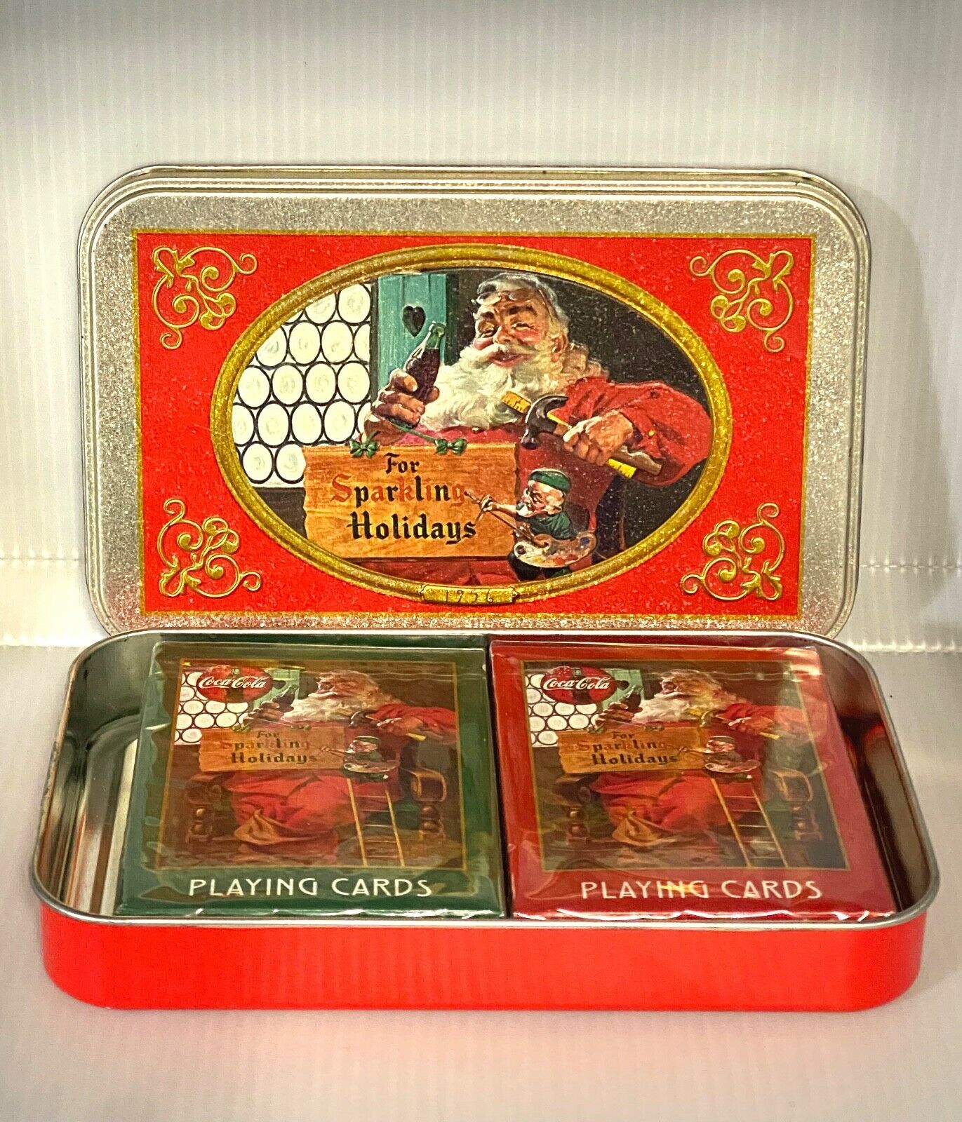 Vintage Coca Cola Christmas Nostalgia Playing Cards New In Tin 1994