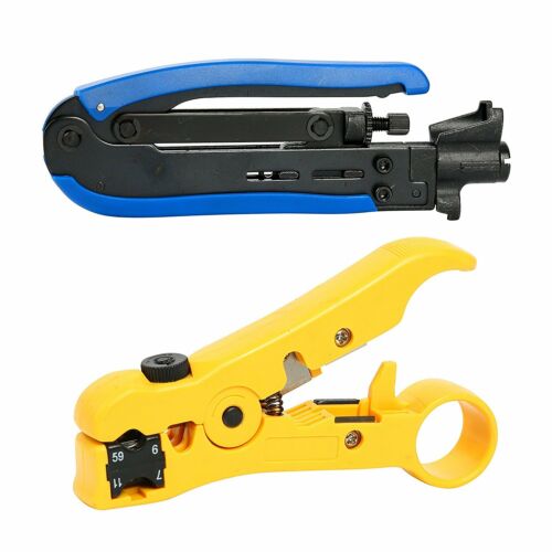 Compression Tool F Rg59 Rg6 Rg11 Connector + Cable Coax Coaxial Crimper Stripper