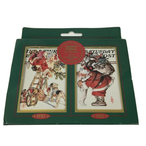 Vintage 1997 Saturday Evening Post Santa Claus Nostalgia Playing Cards 2 Decks