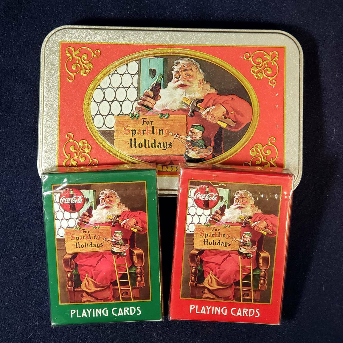 1998 Coca Cola Santa Claus Playing Cards 2 Sealed Decks In Collectible Tin